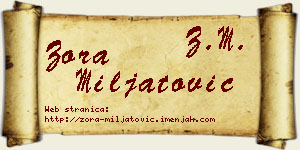 Zora Miljatović vizit kartica